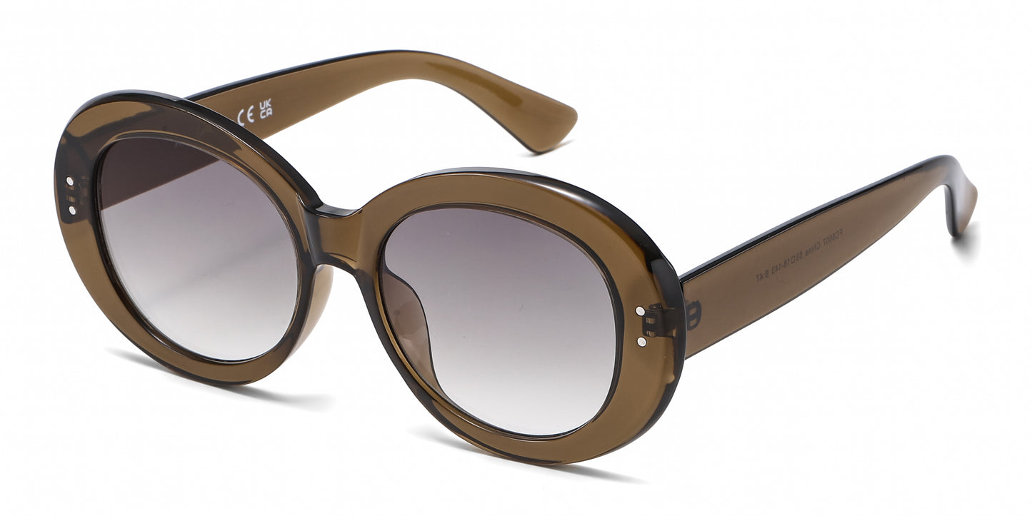 FC 6607 - Large Round Women Fashion Plastic Sunglasses