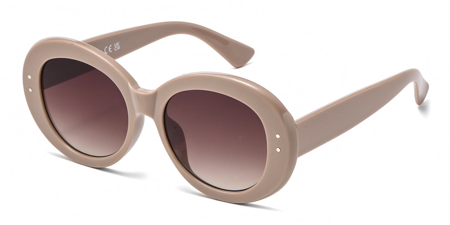 FC 6607 - Large Round Women Fashion Plastic Sunglasses