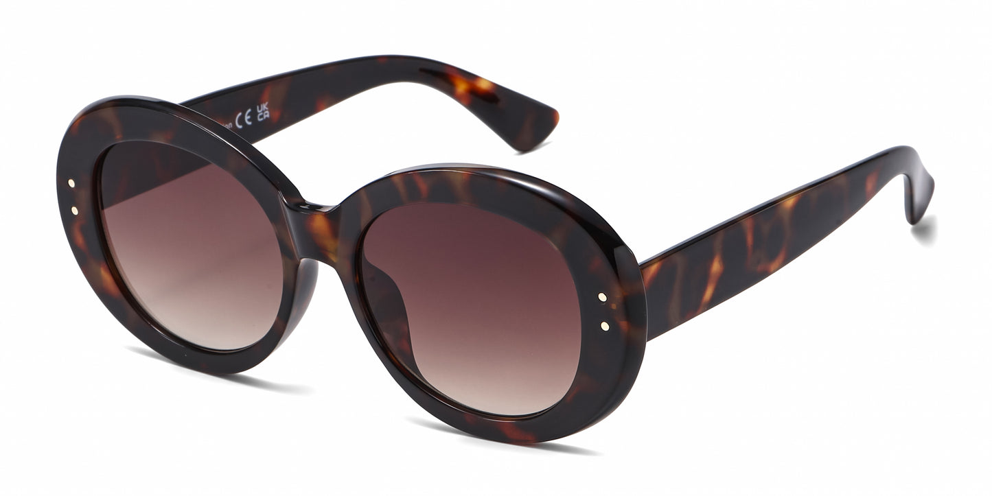FC 6607 - Large Round Women Fashion Plastic Sunglasses