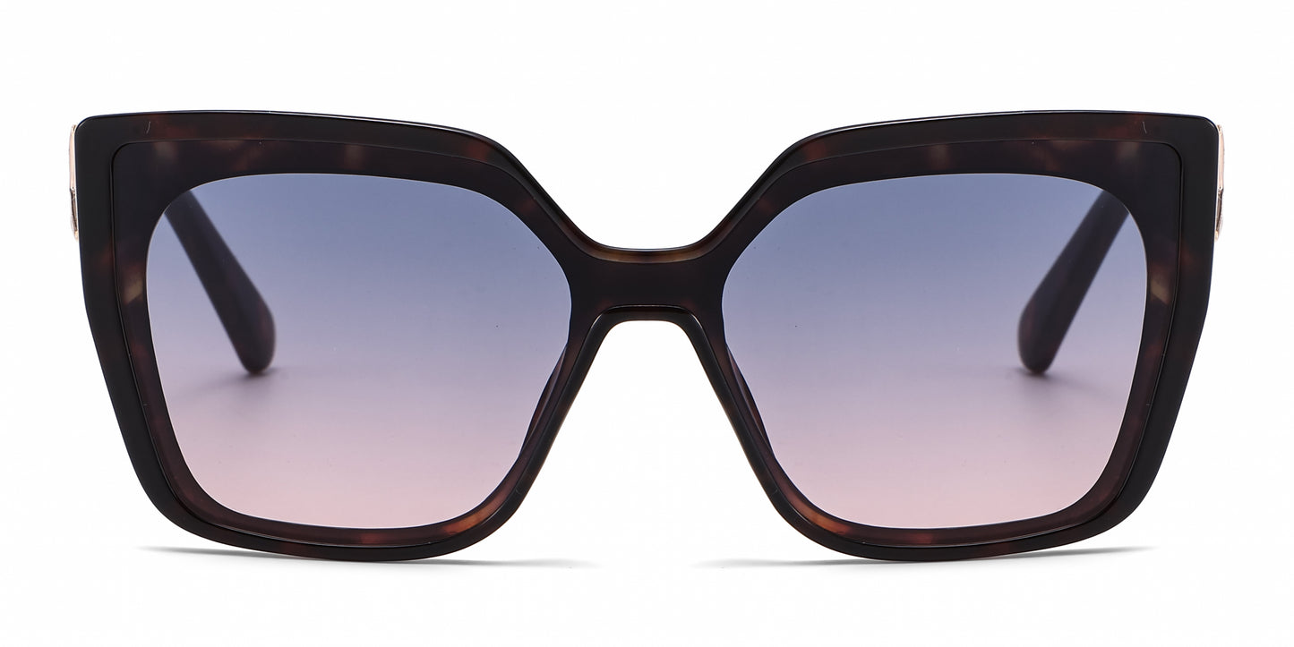 FC 6612 - One Piece Lens Square Decorative Temple Plastic Sunglasses