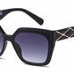 FC 6612 - One Piece Lens Square Decorative Temple Plastic Sunglasses