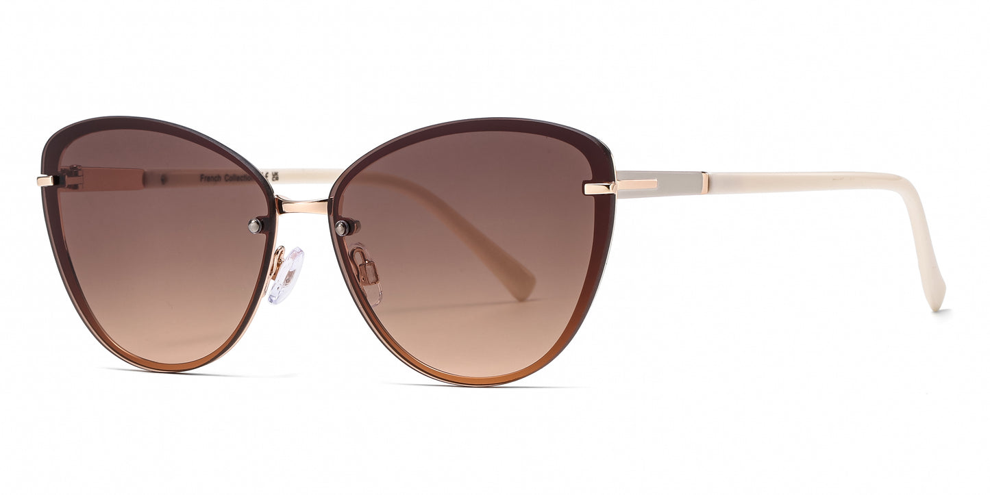 FC 6614 - Rimless Classic Cat Eye Metal Sunglasses
