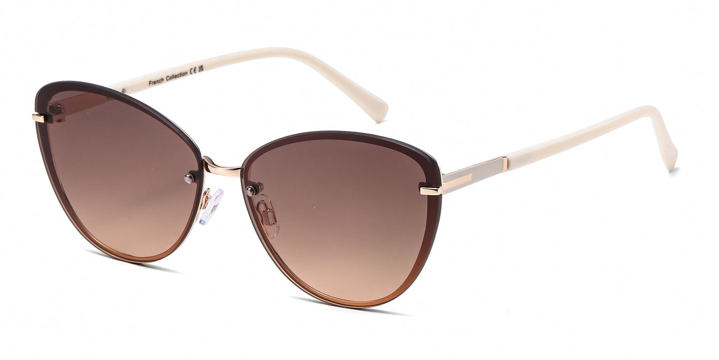 FC 6614 - Rimless Classic Cat Eye Metal Sunglasses
