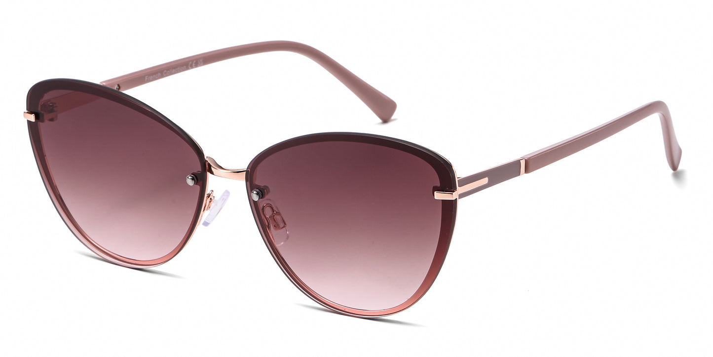 FC 6614 - Rimless Classic Cat Eye Metal Sunglasses