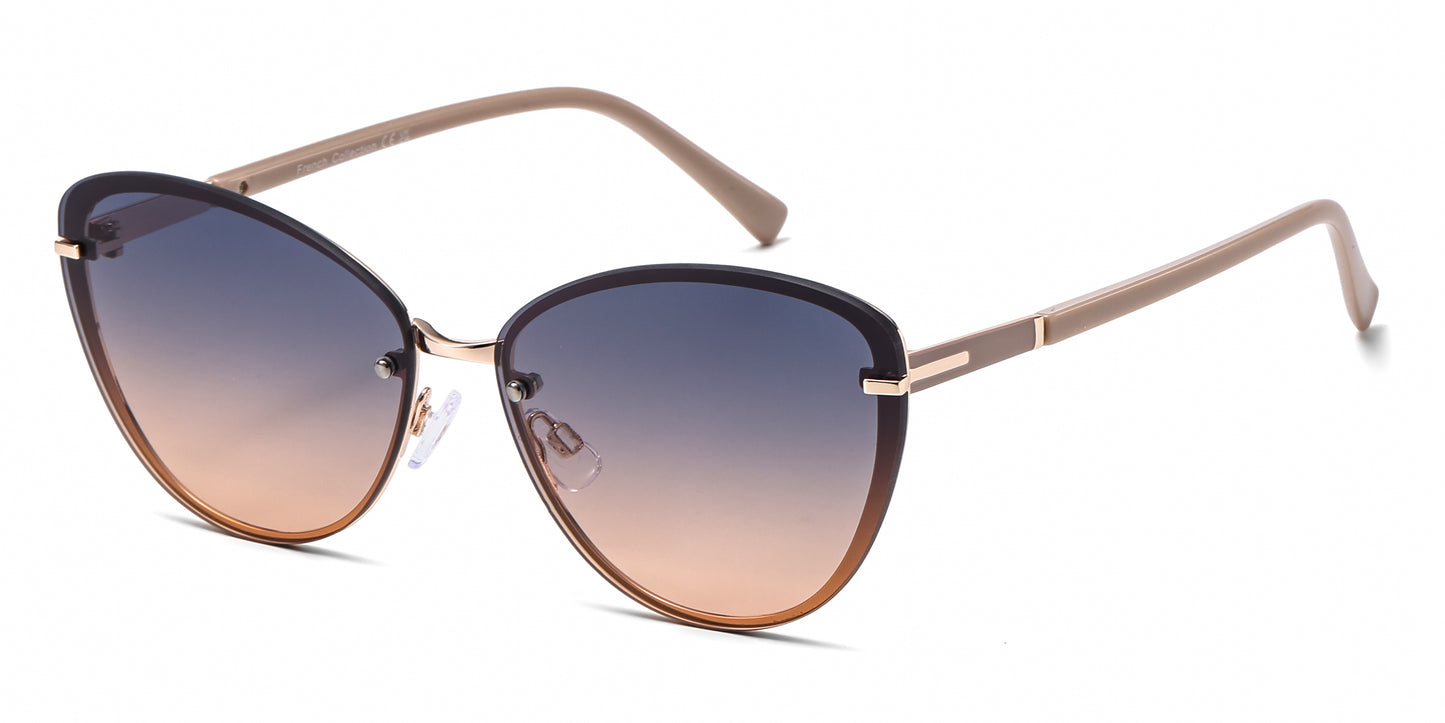 FC 6614 - Rimless Classic Cat Eye Metal Sunglasses