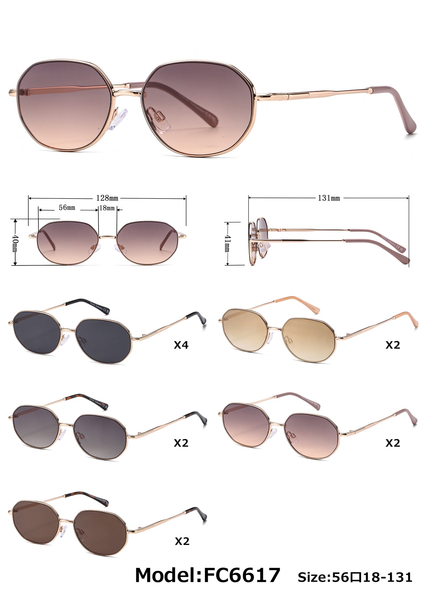 FC 6617 - Round Metal Sunglasses
