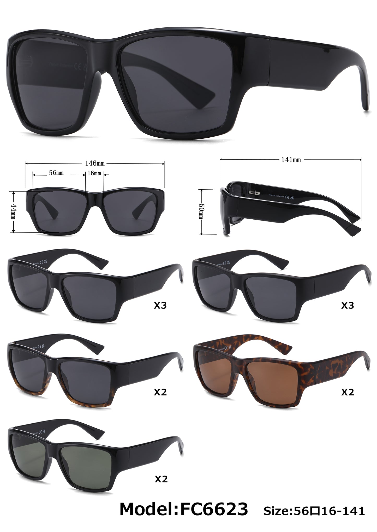 FC 6623 - Square Men Sport Plastic Sunglasses