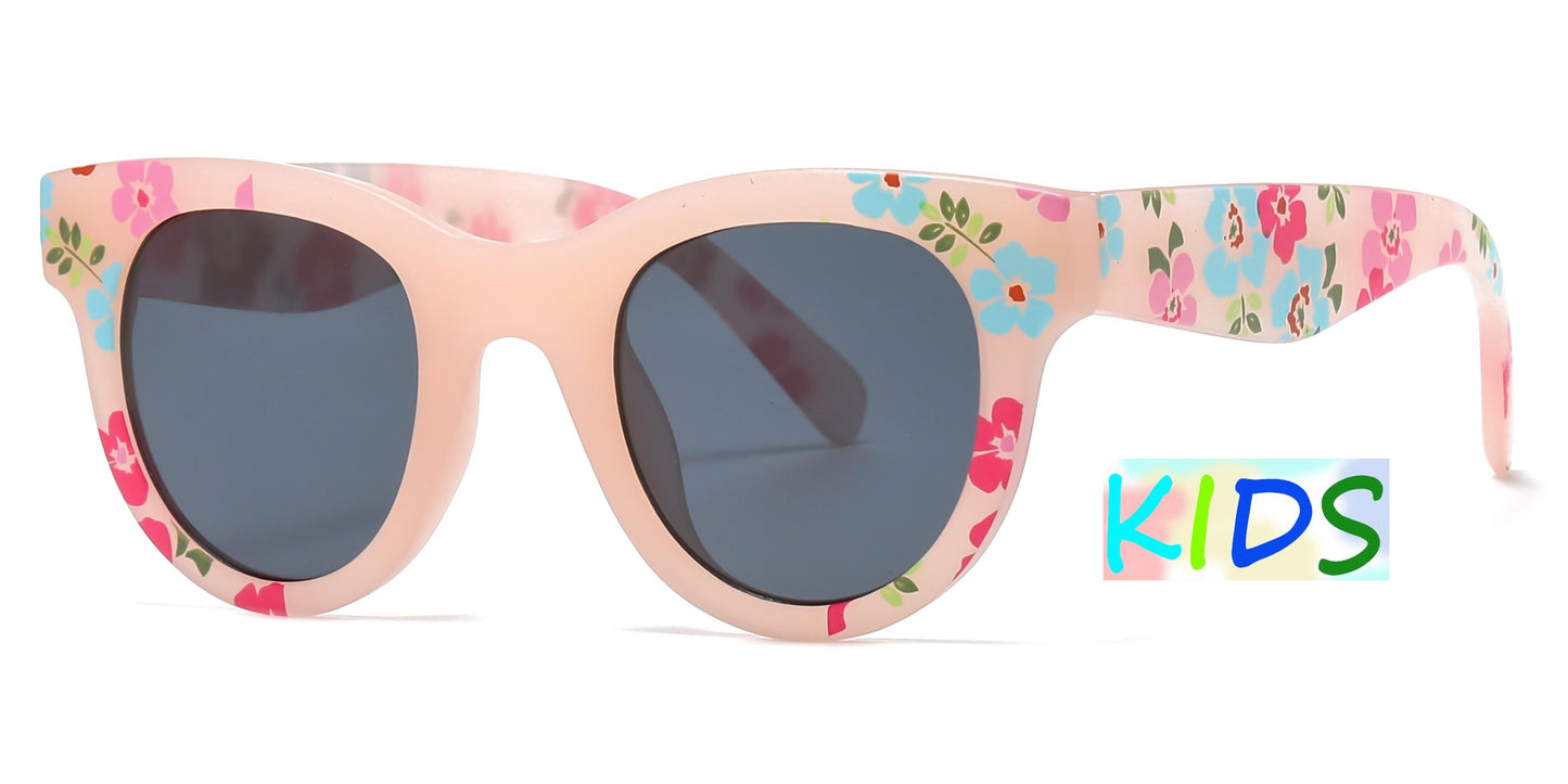 4901 - Kids Fashion Plastic Flower Print Sunglasses