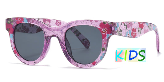 4901 - Kids Fashion Plastic Flower Print Sunglasses