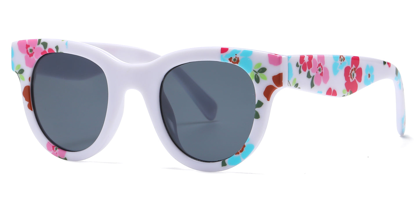 4901 - Kids Fashion Plastic Flower Print Sunglasses