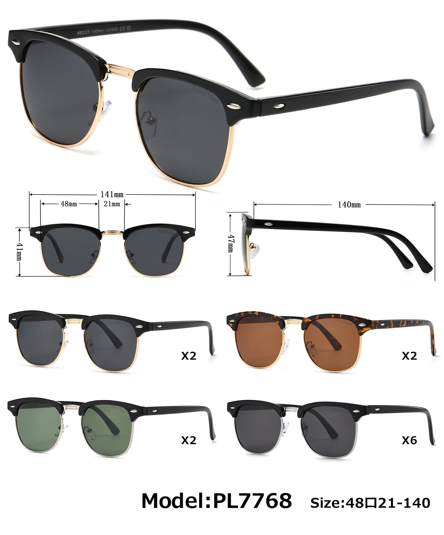 PL 7768 - Polarized Plastic Sunglasses