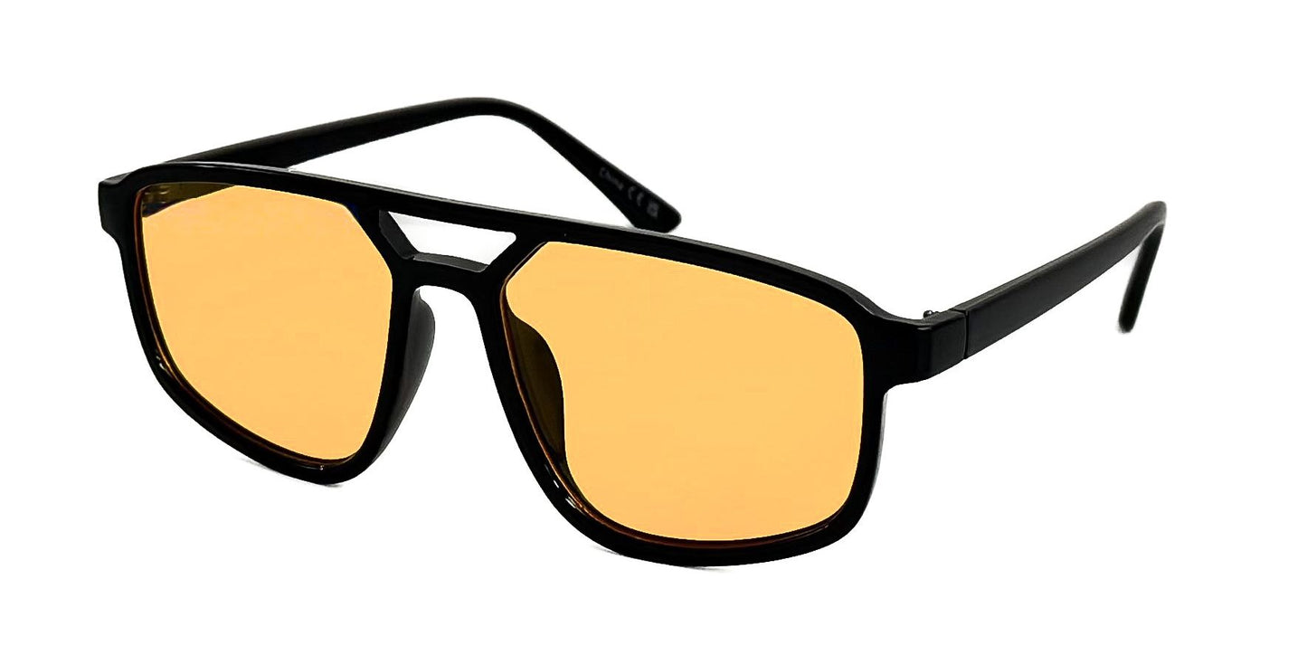 5277 - Rectangular Aviator with Brow Bar Plastic Sunglasses