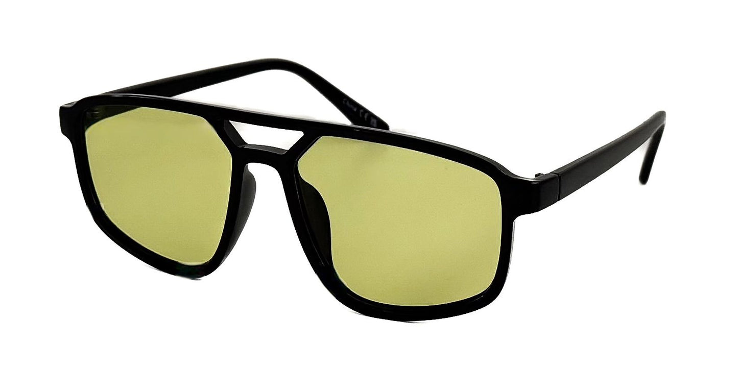 5277 - Rectangular Aviator with Brow Bar Plastic Sunglasses