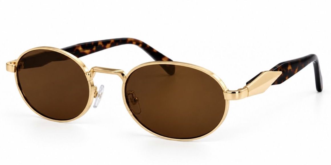 8184 - Small Round Thick Metal Fashion Sunglasses