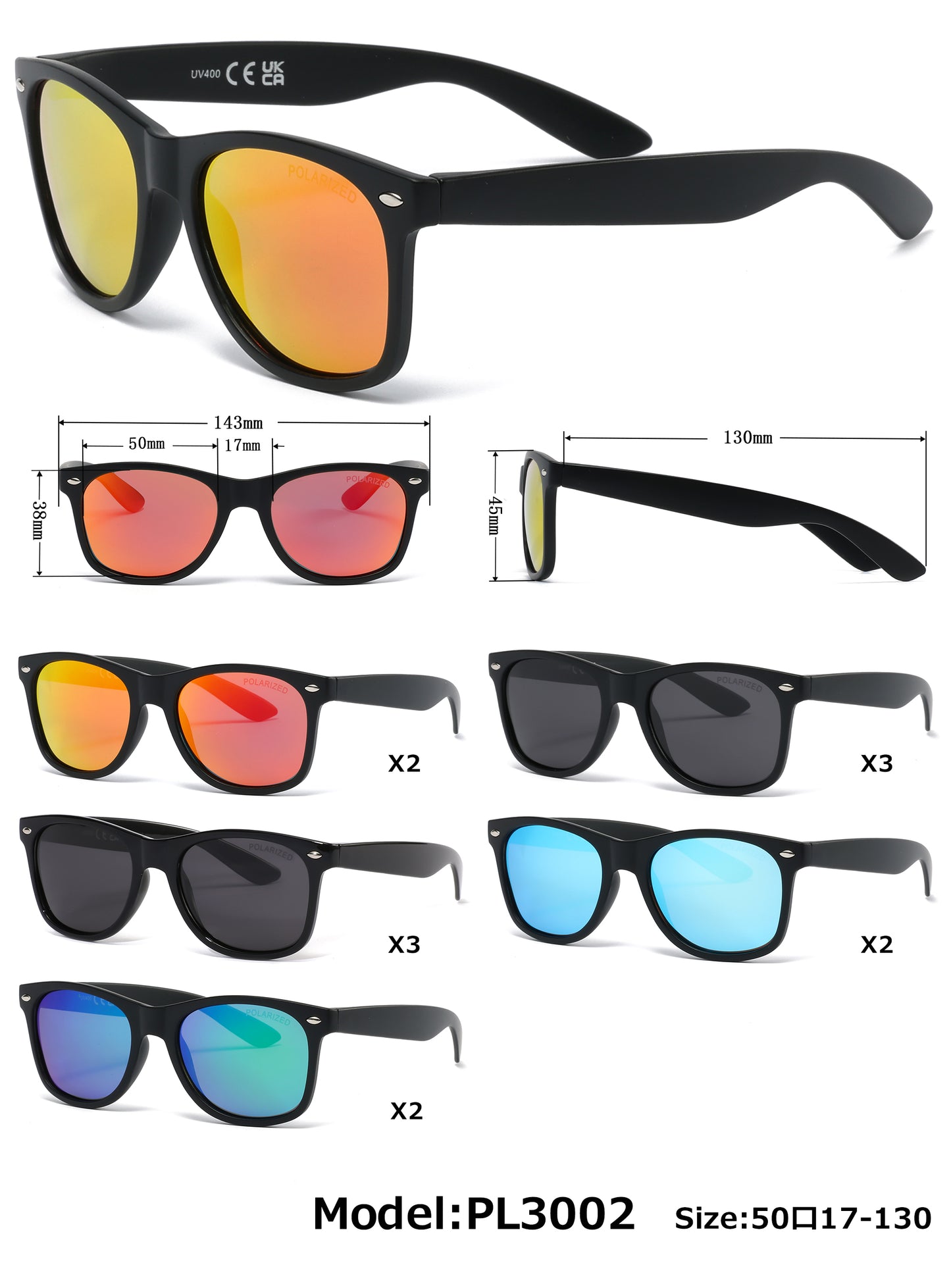 PL 3002 - Polarized Junior Classic Horn Rimmed Sunglasses