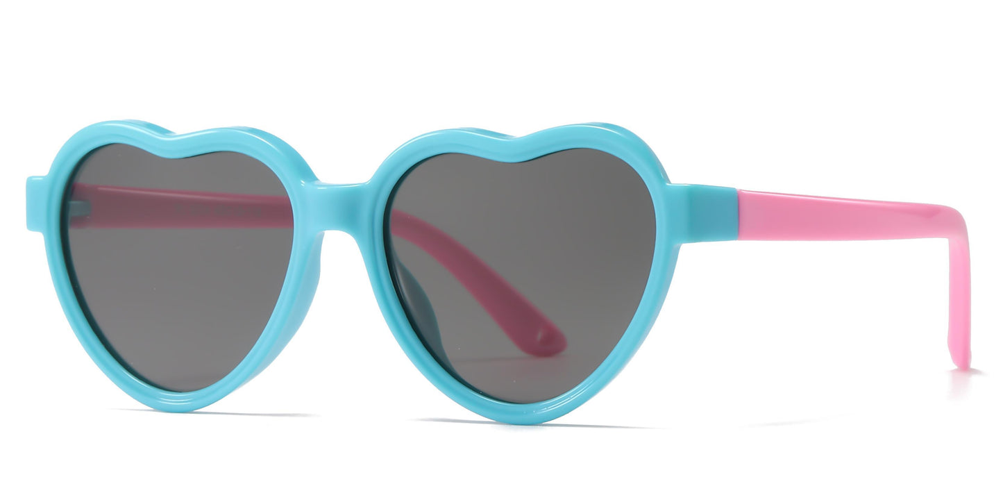 PL 3014 - Polarized Kids TR90 Rubber Heart Shape Sunglasses