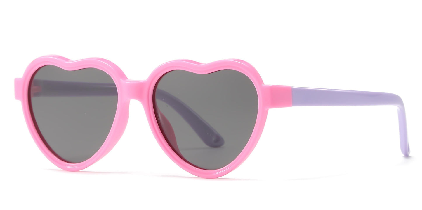 PL 3014 - Polarized Kids TR90 Rubber Heart Shape Sunglasses