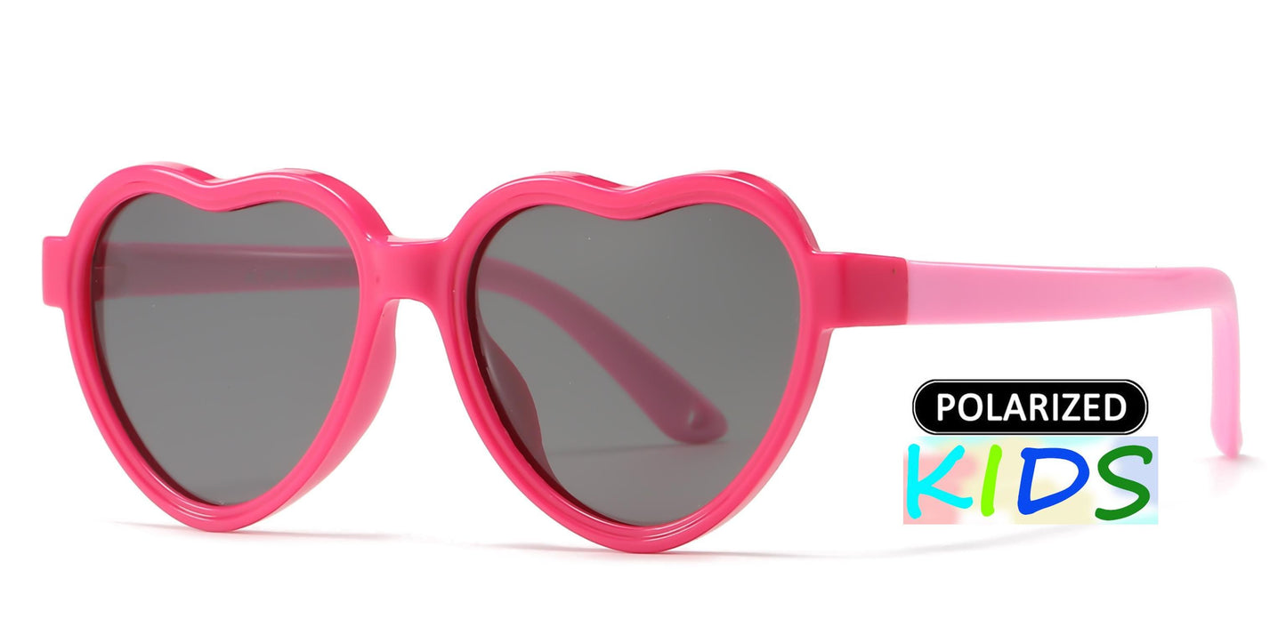 PL 3014 - Polarized Kids TR90 Rubber Heart Shape Sunglasses