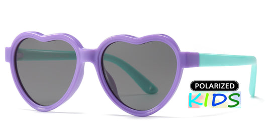 PL 3014 - Polarized Kids TR90 Rubber Heart Shape Sunglasses