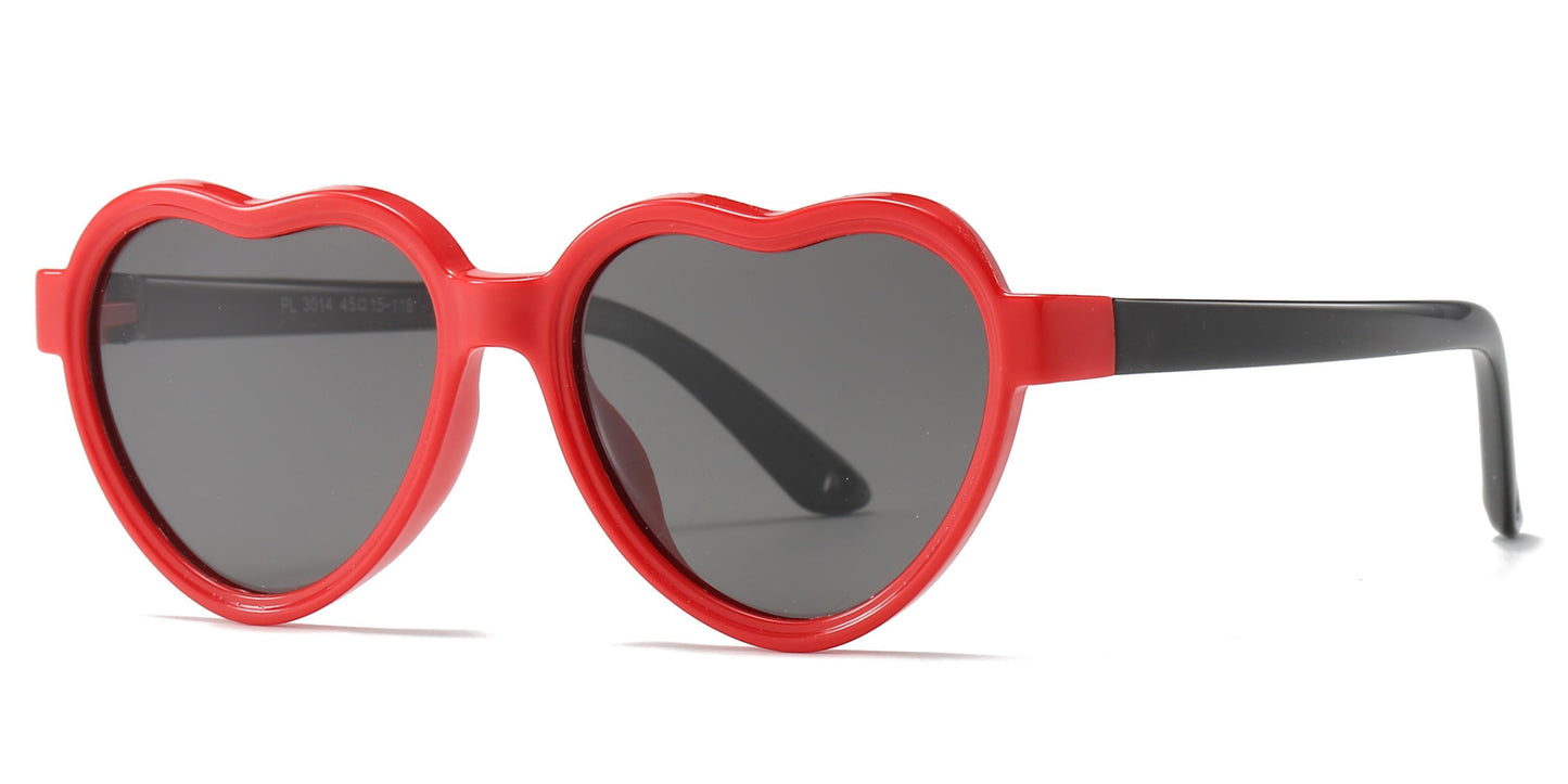 PL 3014 - Polarized Kids TR90 Rubber Heart Shape Sunglasses