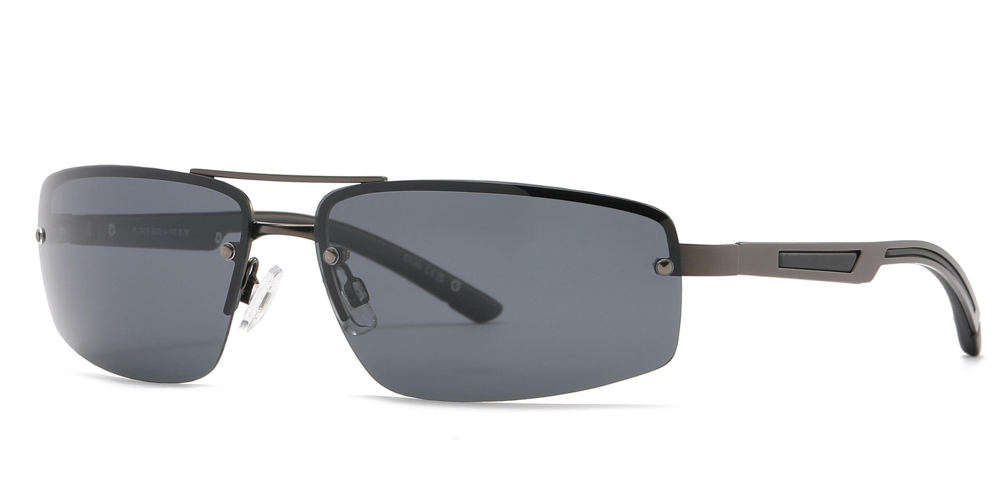 PL 3976 - Polarized Men Half Rim Rectangular Sport Metal Sunglasses