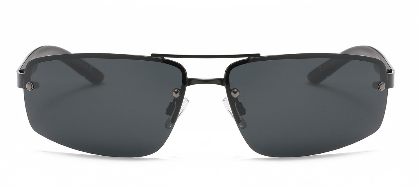 PL 3976 - Polarized Men Half Rim Rectangular Sport Metal Sunglasses