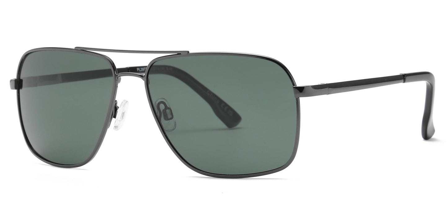 PL 3977 -  Polarized Square Aviator Metal Sunglasses