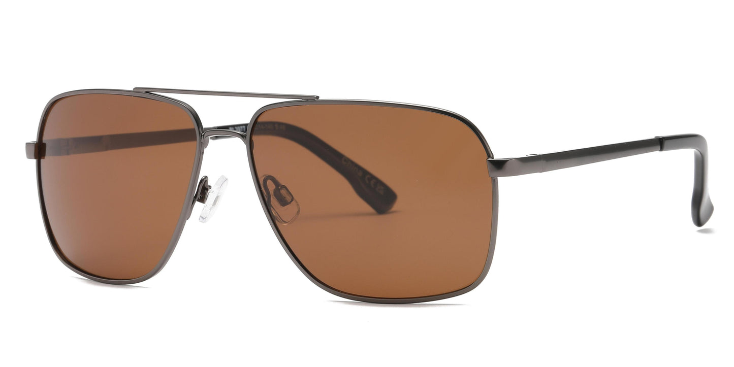 PL 3977 -  Polarized Square Aviator Metal Sunglasses