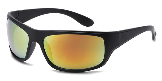 PL 5323 - Men Sport Wrap Around Plastic Sunglasses