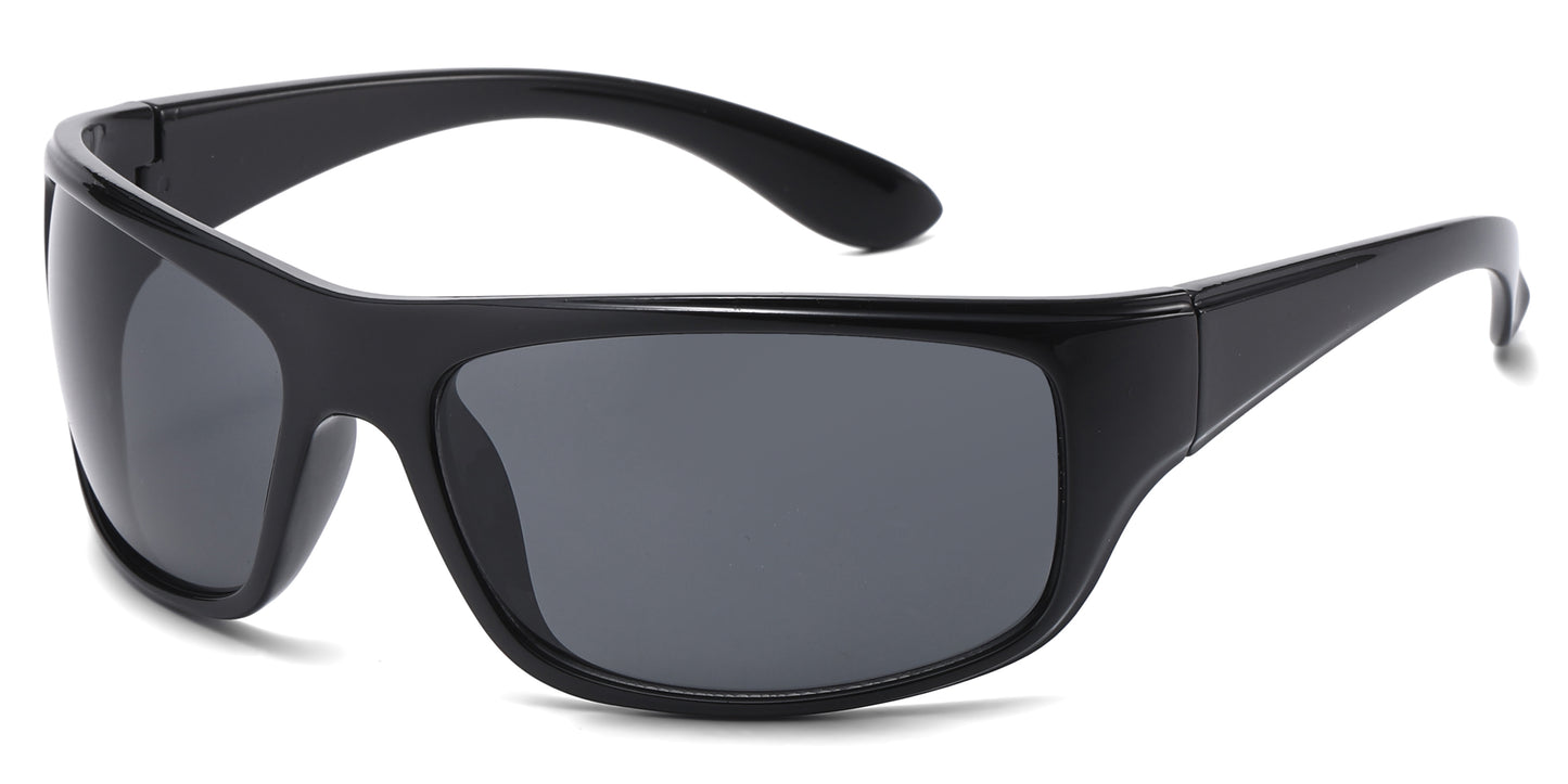 PL 5323 - Men Sport Wrap Around Plastic Sunglasses