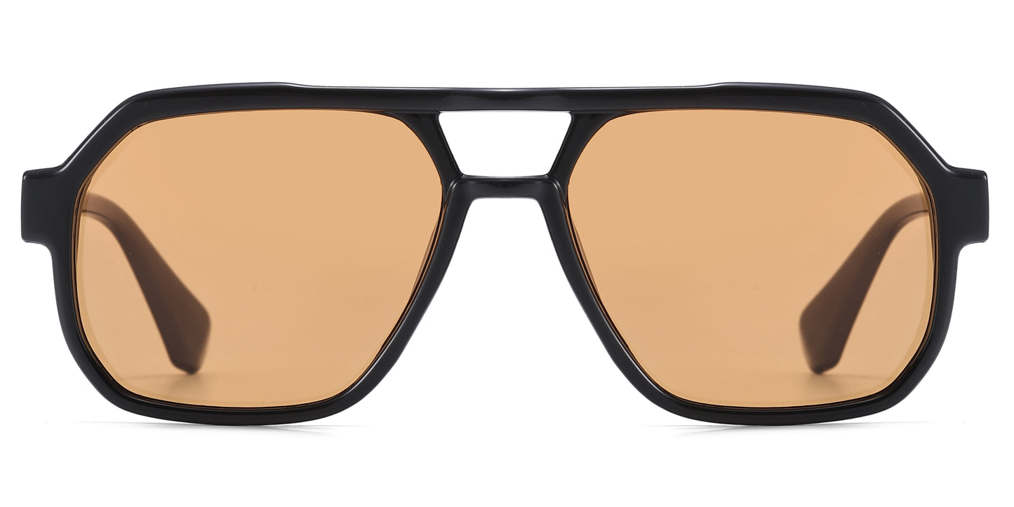 PL 5857 - Square Brow Bar Polarized Plastic Sunglasses