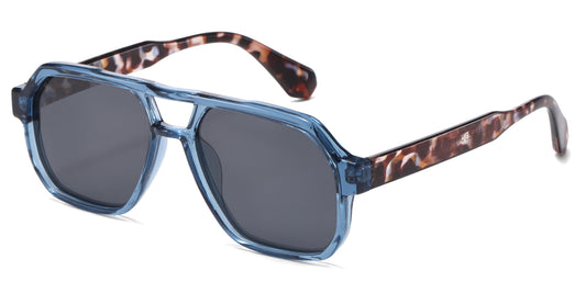 PL 5857 - Square Brow Bar Polarized Plastic Sunglasses
