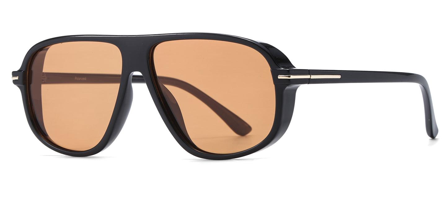 PL 5858 - Square Polarized Aviator Plastic Sunglasses