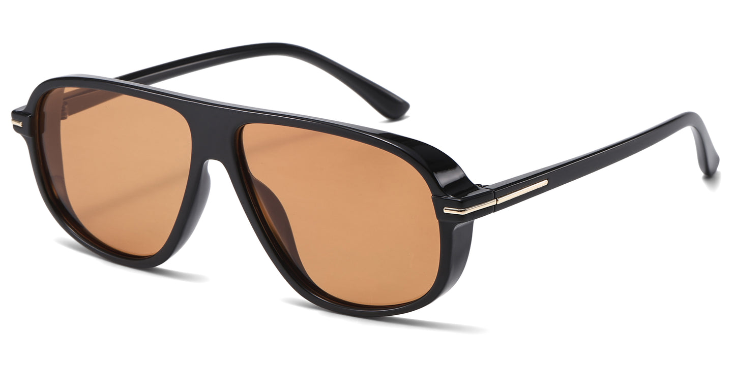 PL 5858 - Square Polarized Aviator Plastic Sunglasses