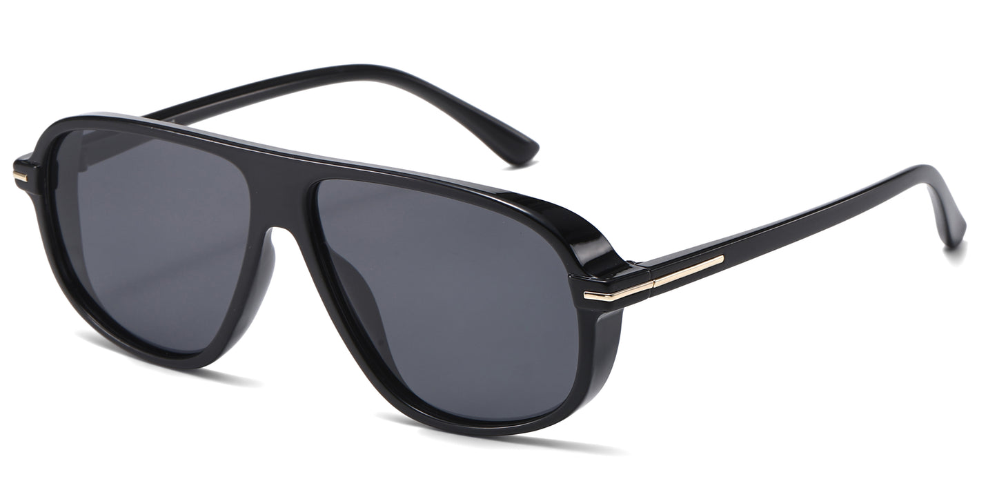 PL 5858 - Square Polarized Aviator Plastic Sunglasses