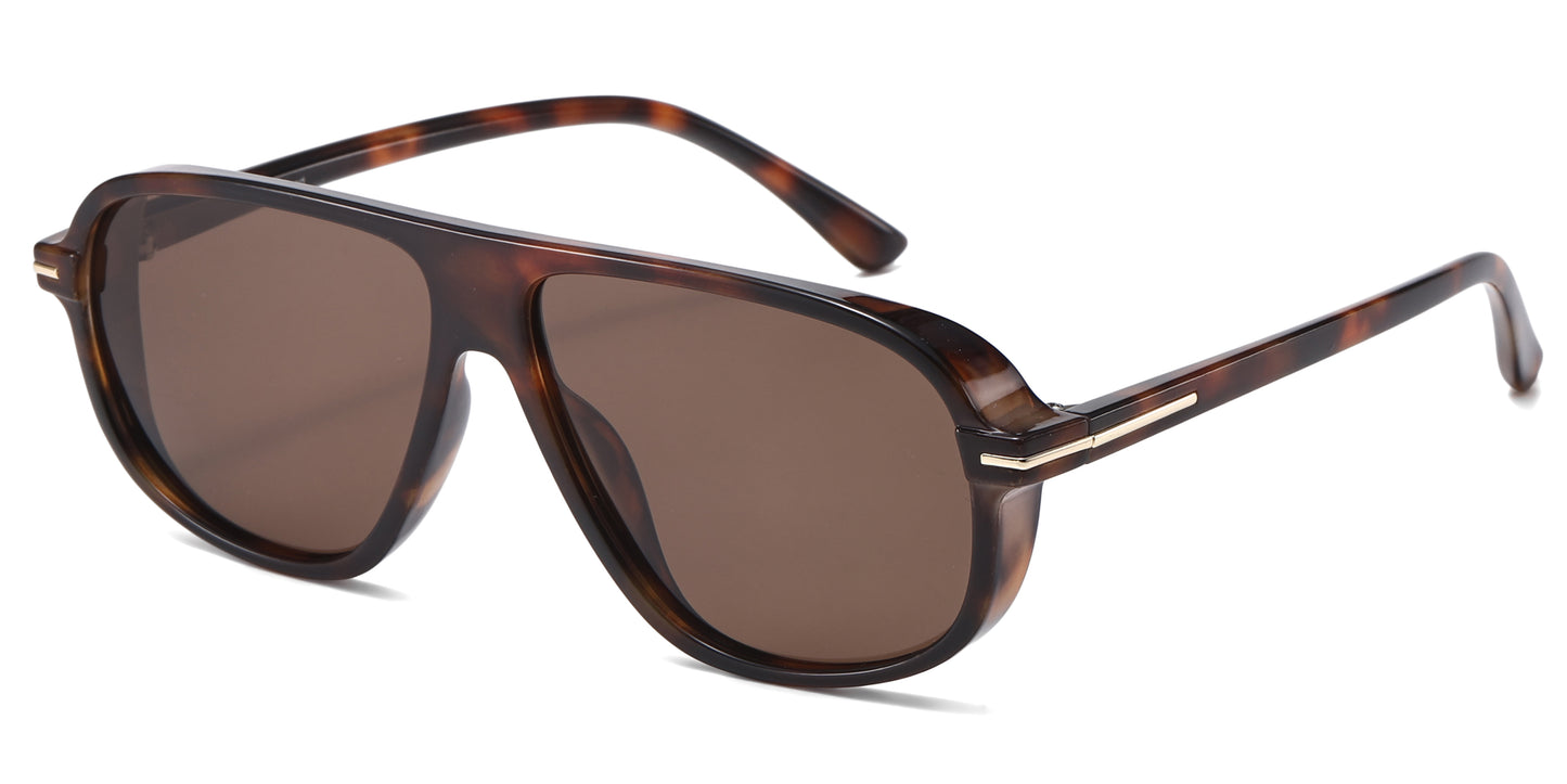 PL 5858 - Square Polarized Aviator Plastic Sunglasses