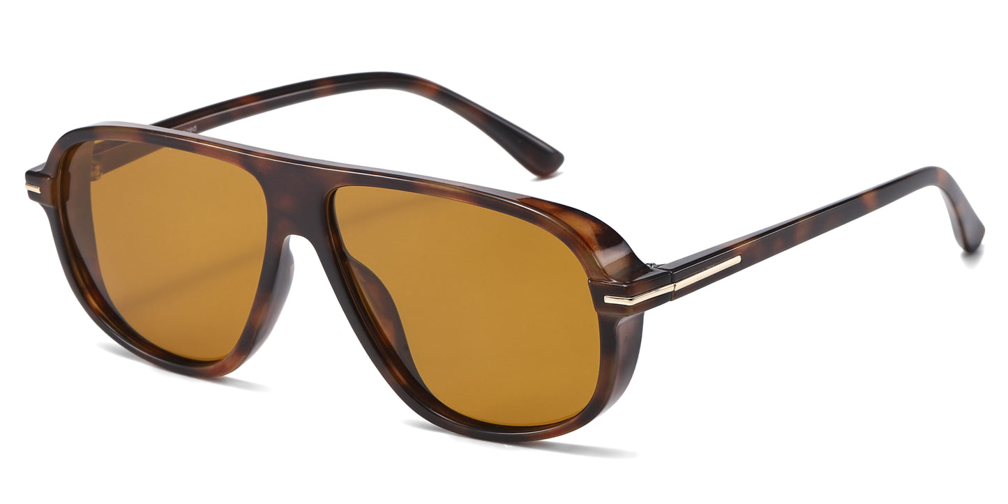 PL 5858 - Square Polarized Aviator Plastic Sunglasses