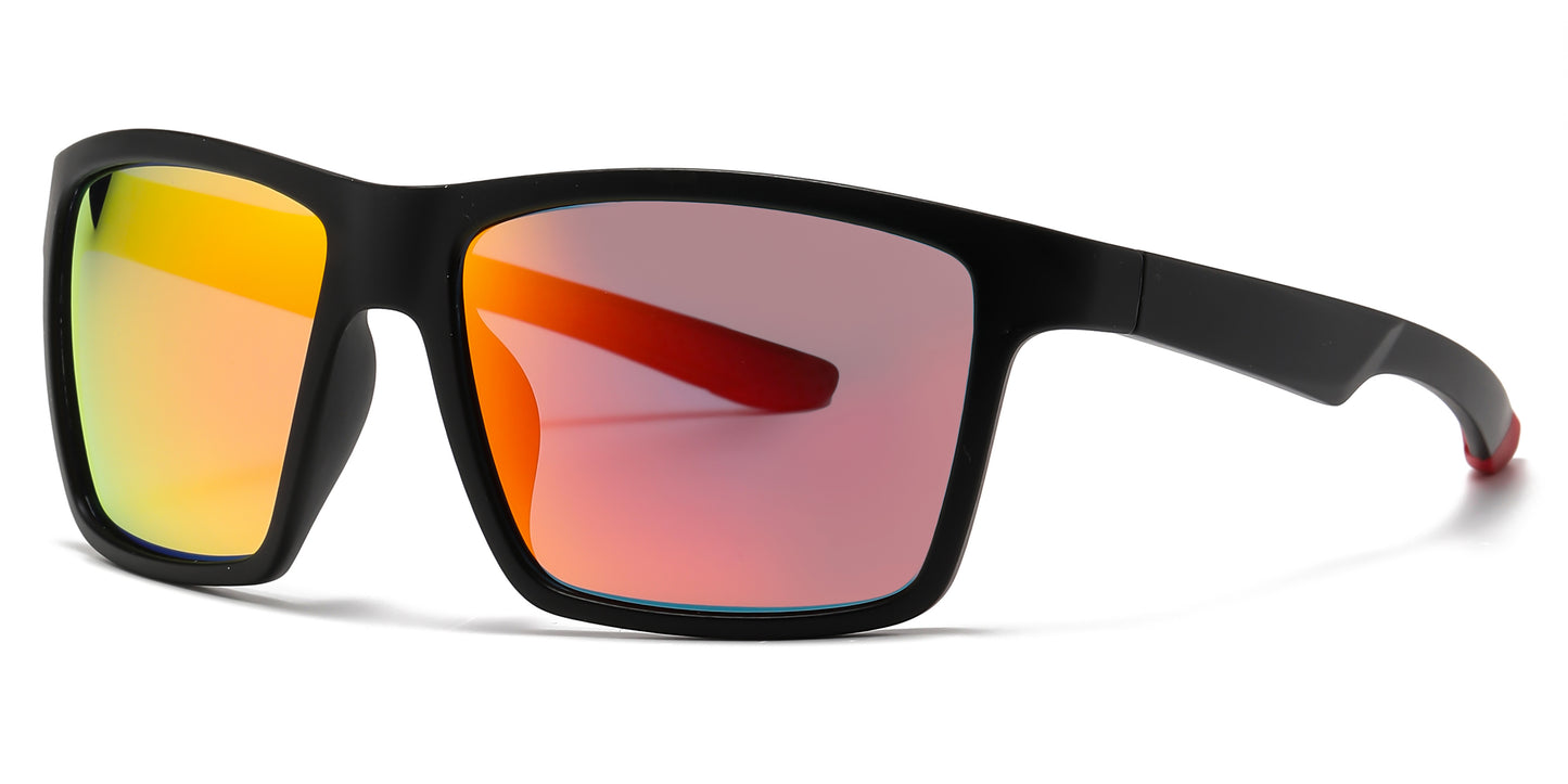 PL 6835 - Square Sport with Color Mirror Lens Polarized Plastic Sunglasses