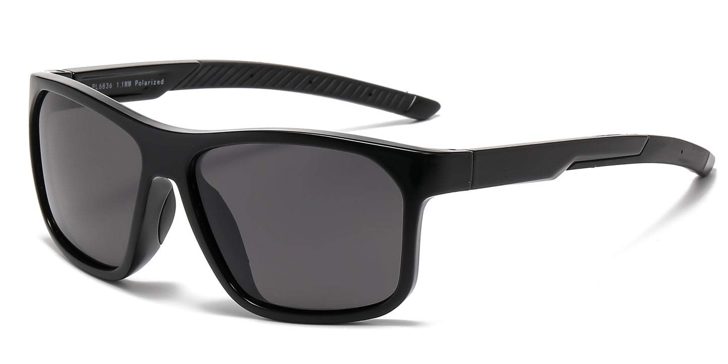 PL 6836 - Polarized Classic Sport with Color Mirror Lens Plastic Sunglasses