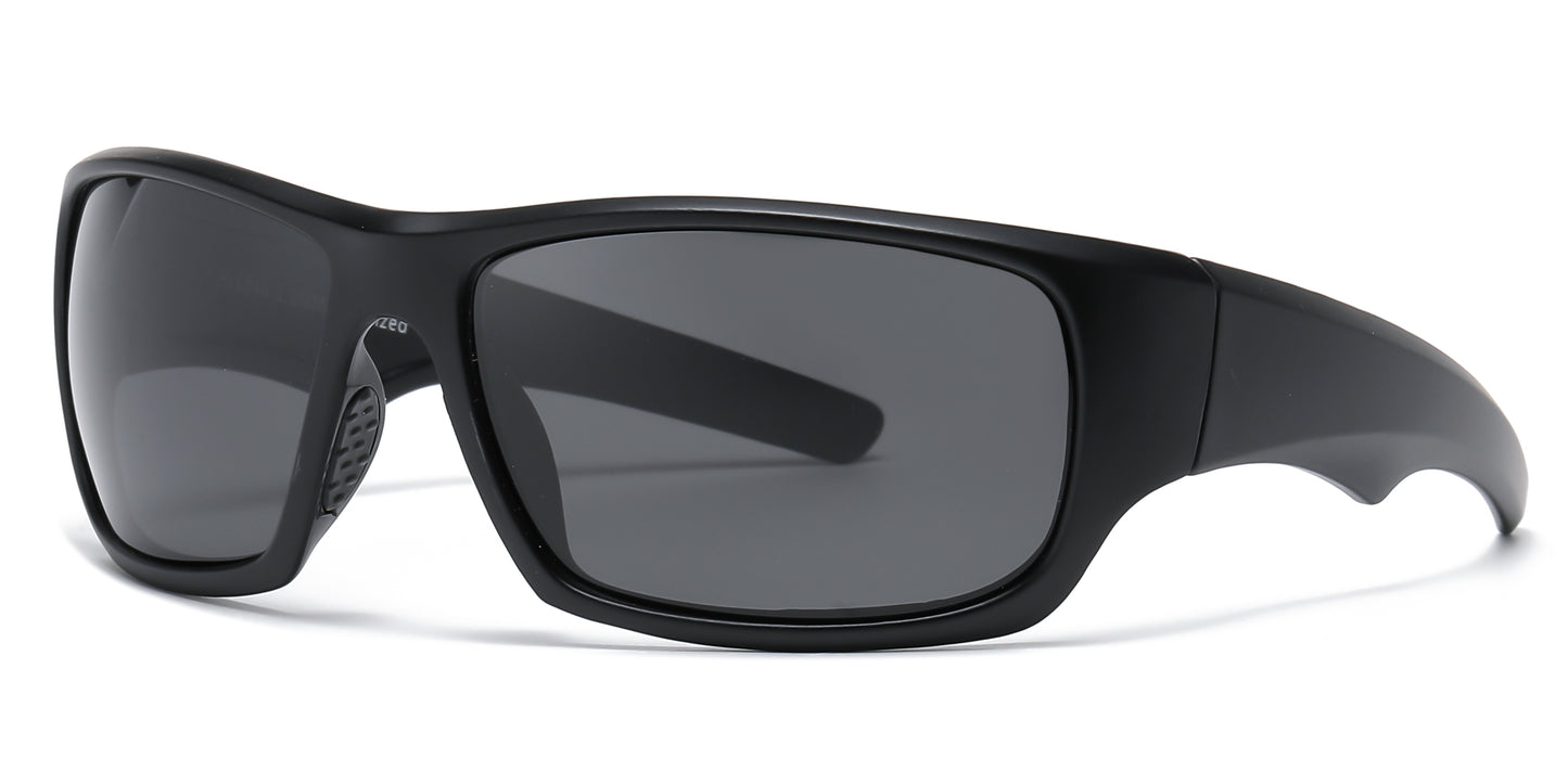 PL 6840 - Polarized Men Sport Wrap Around Plastic Sunglasses