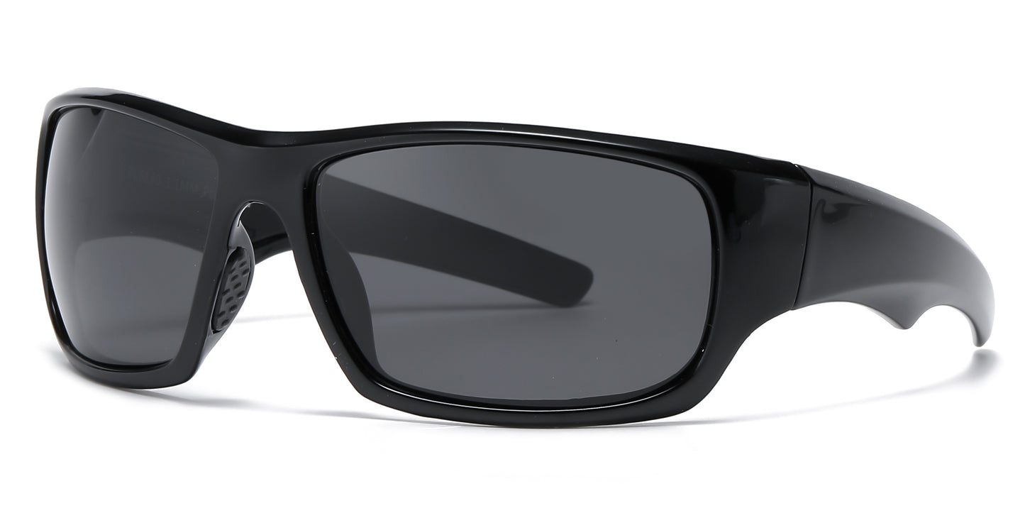 PL 6840 - Polarized Men Sport Wrap Around Plastic Sunglasses