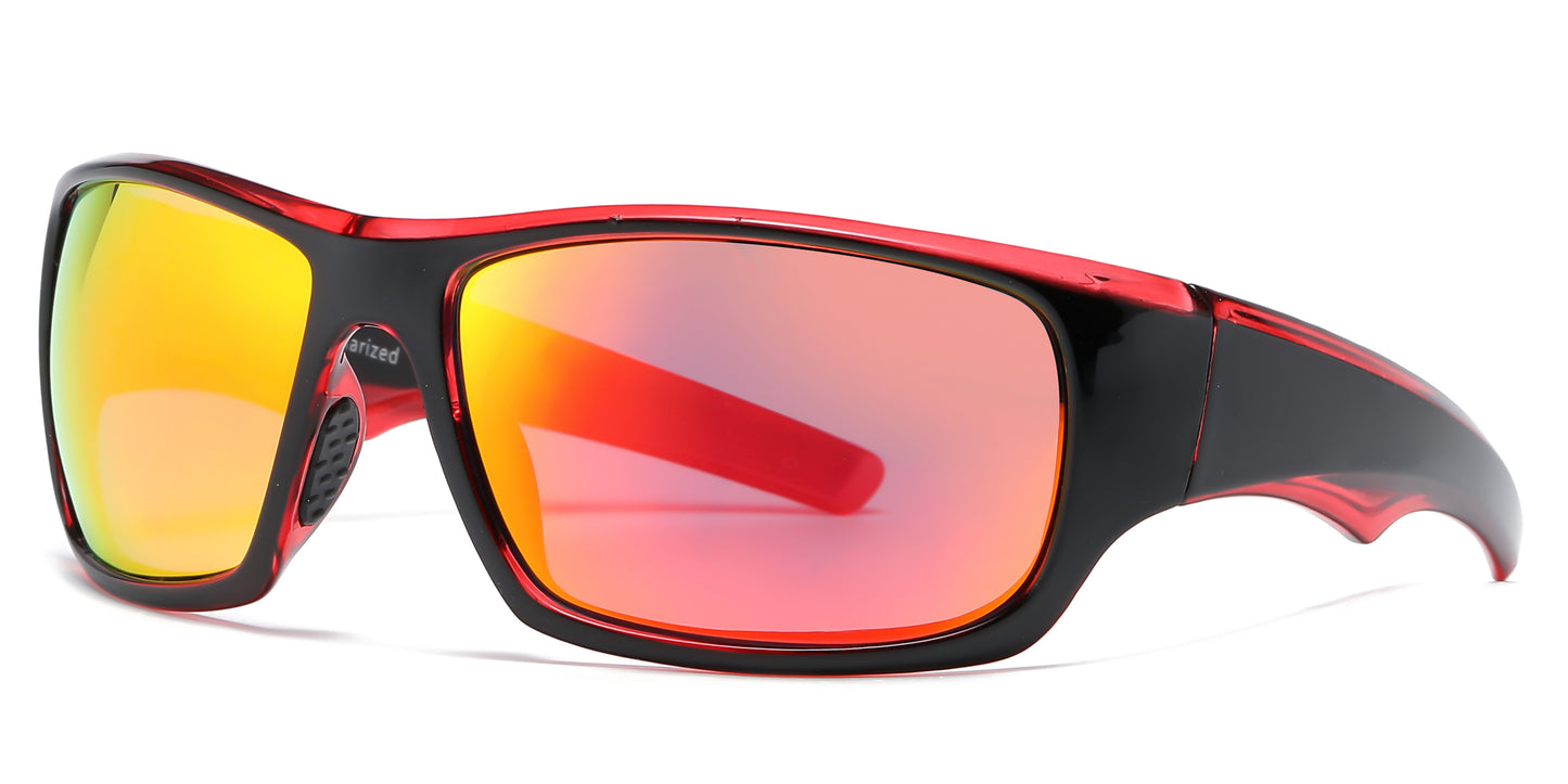 PL 6840 - Polarized Men Sport Wrap Around Plastic Sunglasses