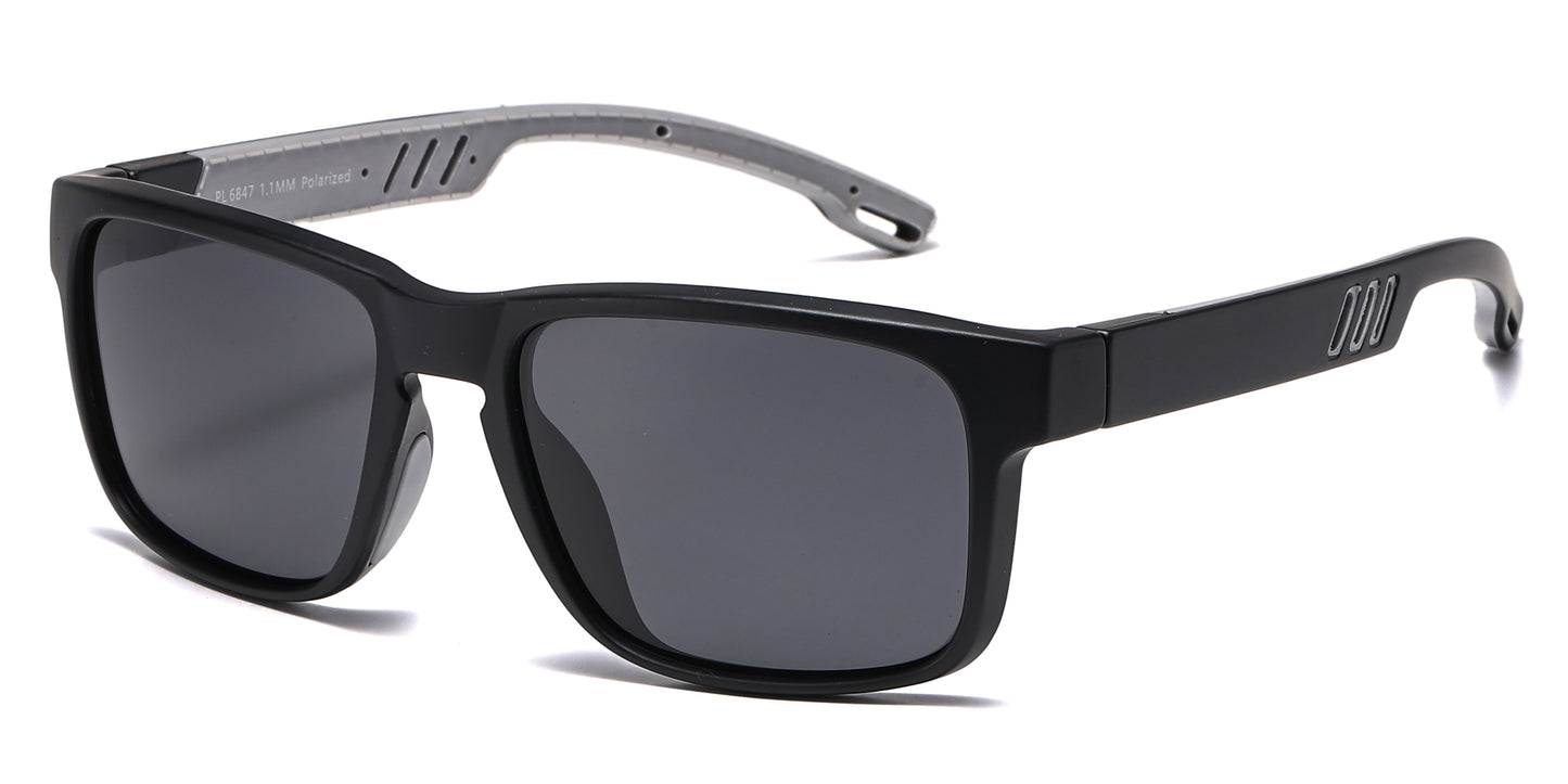 PL 6847 - Polarized Men Sport Key Hole Bridge Plastic Sunglasses