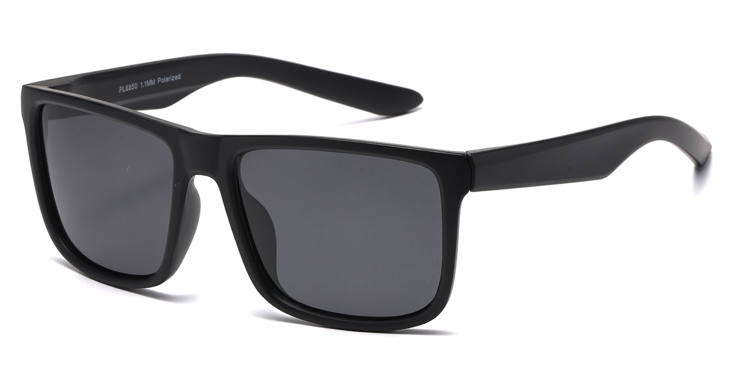 PL 6850 - Square Sport with Color Mirror Lens Polarized Plastic Sunglasses