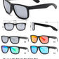 PL 7619 Shinny Black RVC - Classic Square Sports Plastic Polarized Sunglasses with Color Mirror Lens