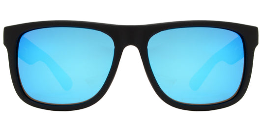 7619 Black Matte RV - Classic Sport Matt Black Plastic Sunglasses with Color Mirror Lens