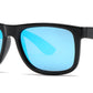 PL 7619 Black RVC - Classic Square Sports Plastic Polarized Sunglasses with Color Mirror Lens