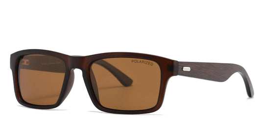 PL 7843 - Rectangular Sports Horn Rimmed Bamboo Polarized Sunglasses