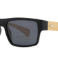 PL 7875 - Rectangular Rigid Frame Flat Top Bamboo Polarized Sunglasses