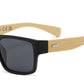 PL 7875 - Rectangular Rigid Frame Flat Top Bamboo Polarized Sunglasses